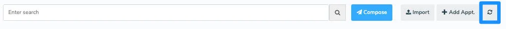 Apptoto interface displaying sync button users can use to pull recent Salesforce appointments into Apptoto manually
